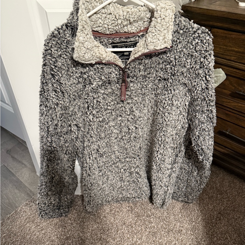 True Grit Gray Sherpa Zip Up Jacket